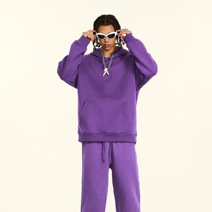 Men casual sportswear set  Fashionable American-style letter printed fleece pullover and fitted sweatpants set highly versatile