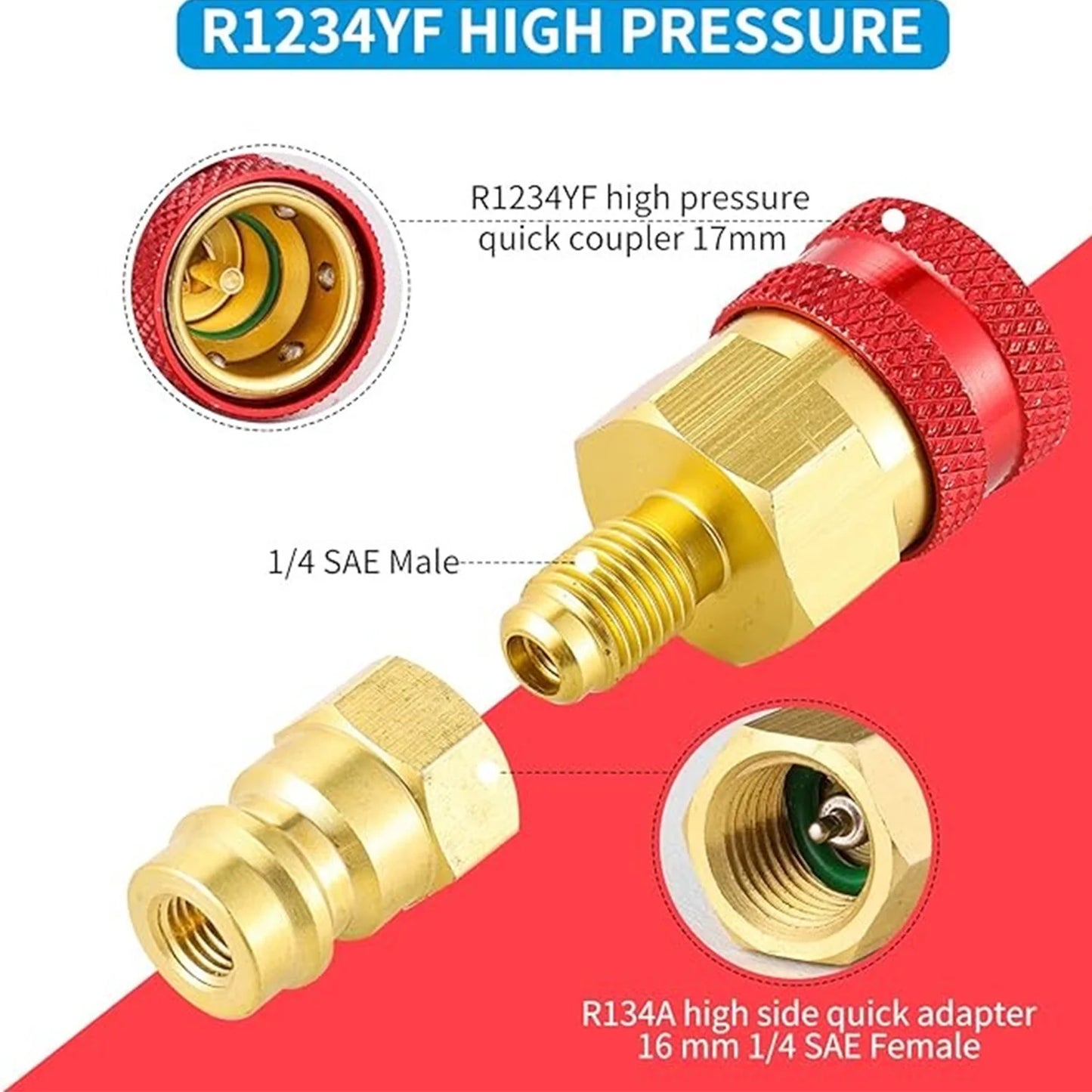 2PCS Air Conditioner Quick Connector R1234YF/R12 to R134A Quick Connectors Adapters Car Airconditioning Fitting Car Tools