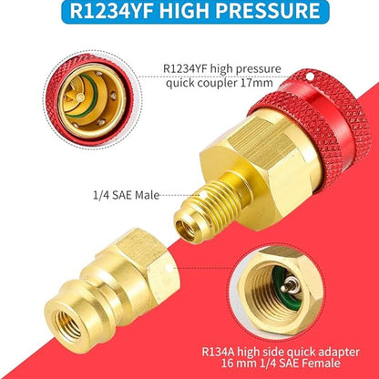 2PCS Air Conditioner Quick Connector R1234YF/R12 to R134A Quick Connectors Adapters Car Airconditioning Fitting Car Tools