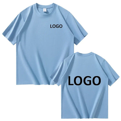 European Size 100% Pure Cotton Custom Men's T-Shirt Front and Back Logo Text Photos, Summer Breathable Short Sleeved Top2025