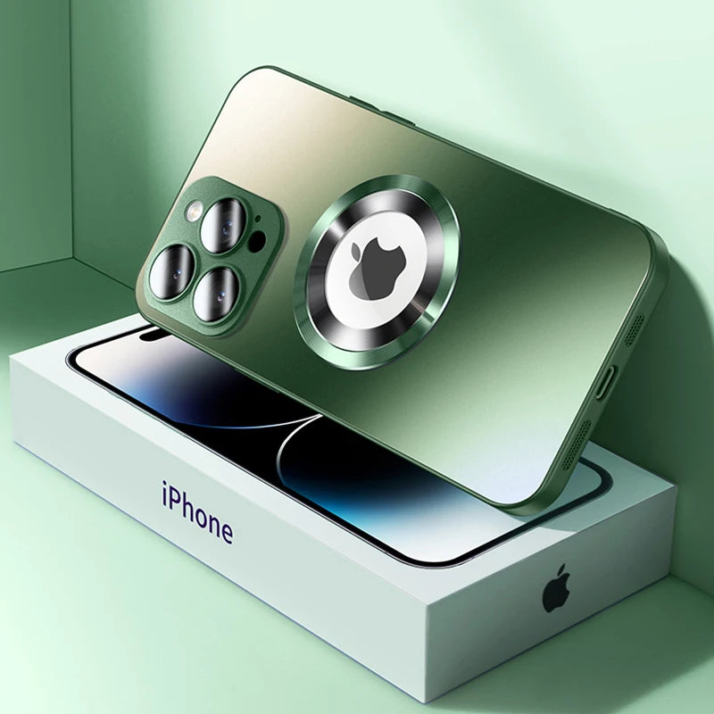 Tempered Glass Matte Magnetic For Magsafe Wireless Charging Case For iPhone 16 15 14 Pro Max Shockproof Soft Hard Bumper Cover