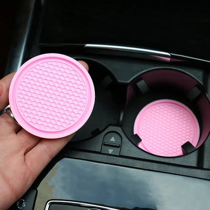 2Pcs Car Bling Rhinestone Cup Holder Drink Pad Interior Decoration Anti-slip Mat Round Durable Coaster Heat Resi Car Accessories