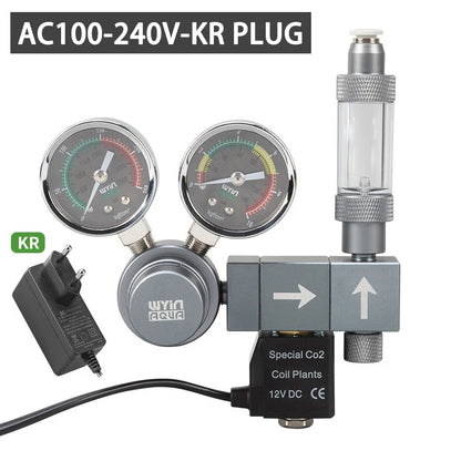 Aquarium CO2 Regulator Dual Meter Solenoid Valve Quick Plug Foam Recorder Control System Fish Tank CO2 Pressure Reducing Valve