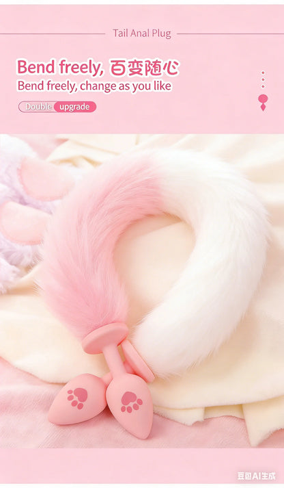 Cat Paw Anal Plug Adult Couple Games Butt Plug Erotic Product Penetration Anal Toy with Hairball Fox Tail Sex Toys for Men Women