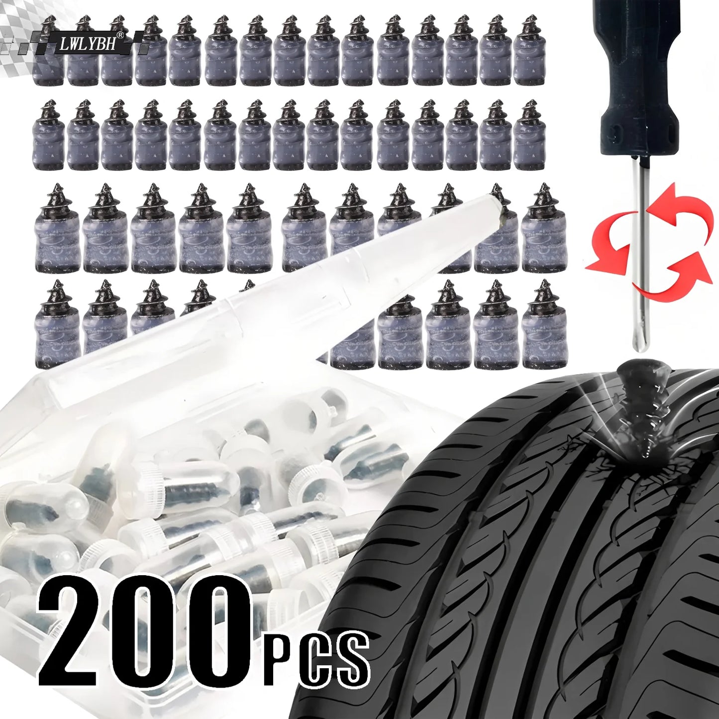 Car Tire Repair Nail Vacuum Tyre Screw Rubber Patch Car Wheel Universal Puncture Repair Kit Car Motorcycle Tubeless Nails Tool