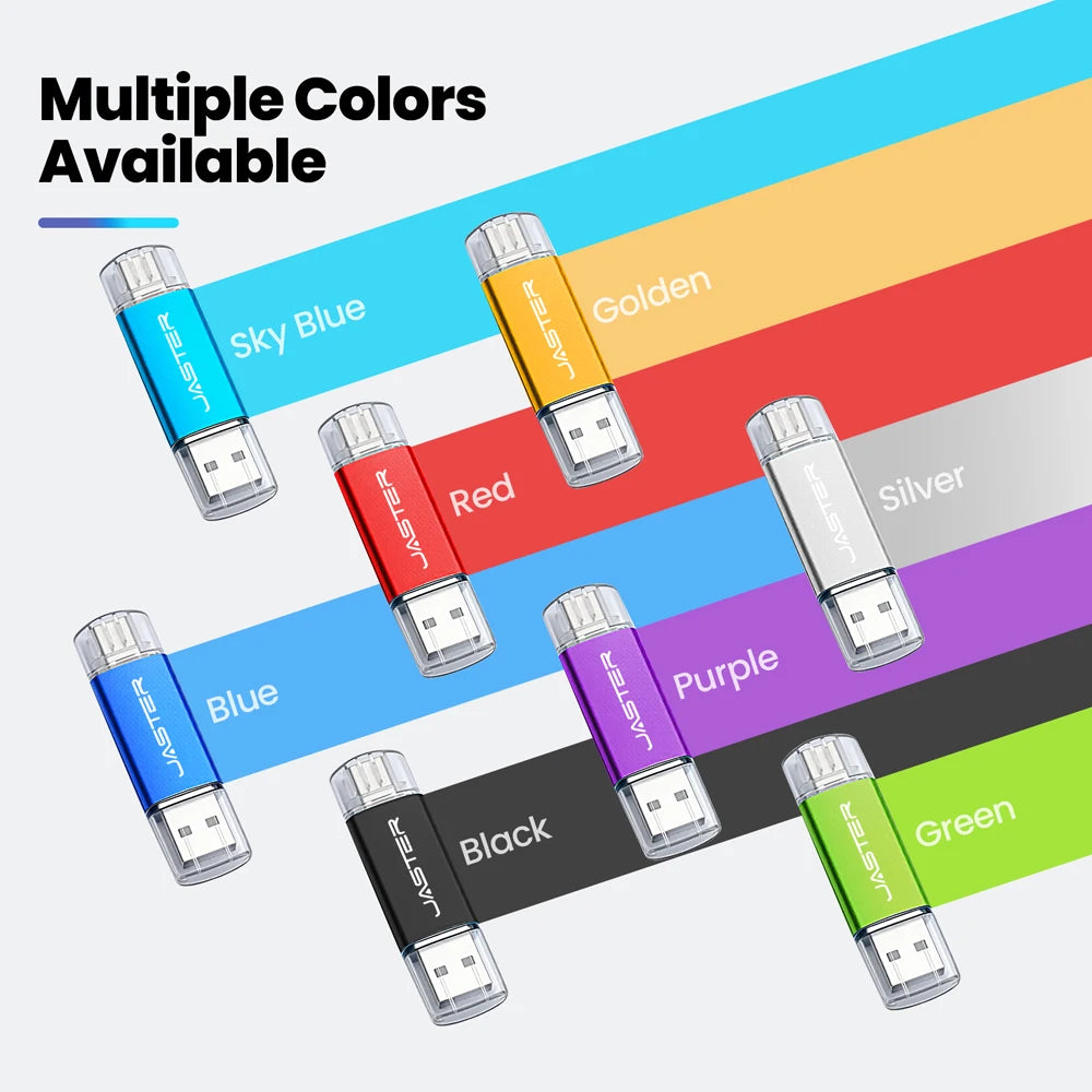 TYPE-C 2-in-1 USB 2.0 Flash Drive 64GB 512MB Real Capacity Memory Stick High Speed for Mobile Phones and Computers Business Gift