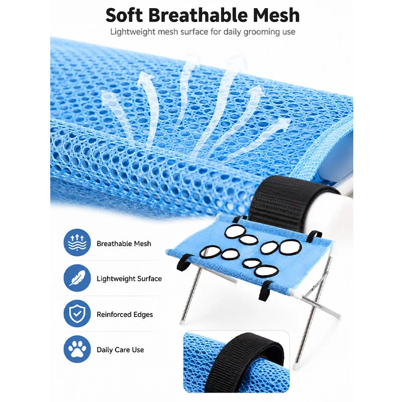 Portable Pet Grooming Bath Suspended Bed Frame With Brackets Breathable Washable Mesh Foldable Storage Pet Bath Drying Rack