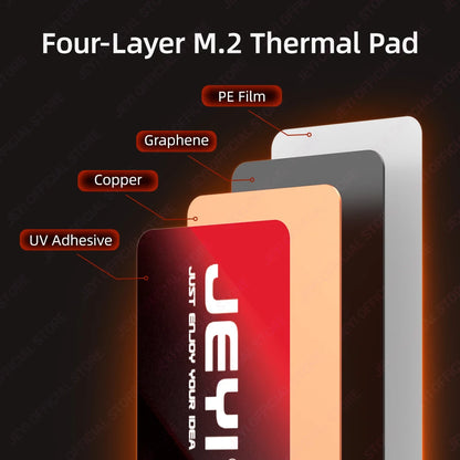 JEYI M.2 2280 SSD Graphene Copper Heatsink - Ultra Thin 0.5mm High Thermal Conductivity Cooling Pad for NVMe/SATA SSD(1/2/5pc）