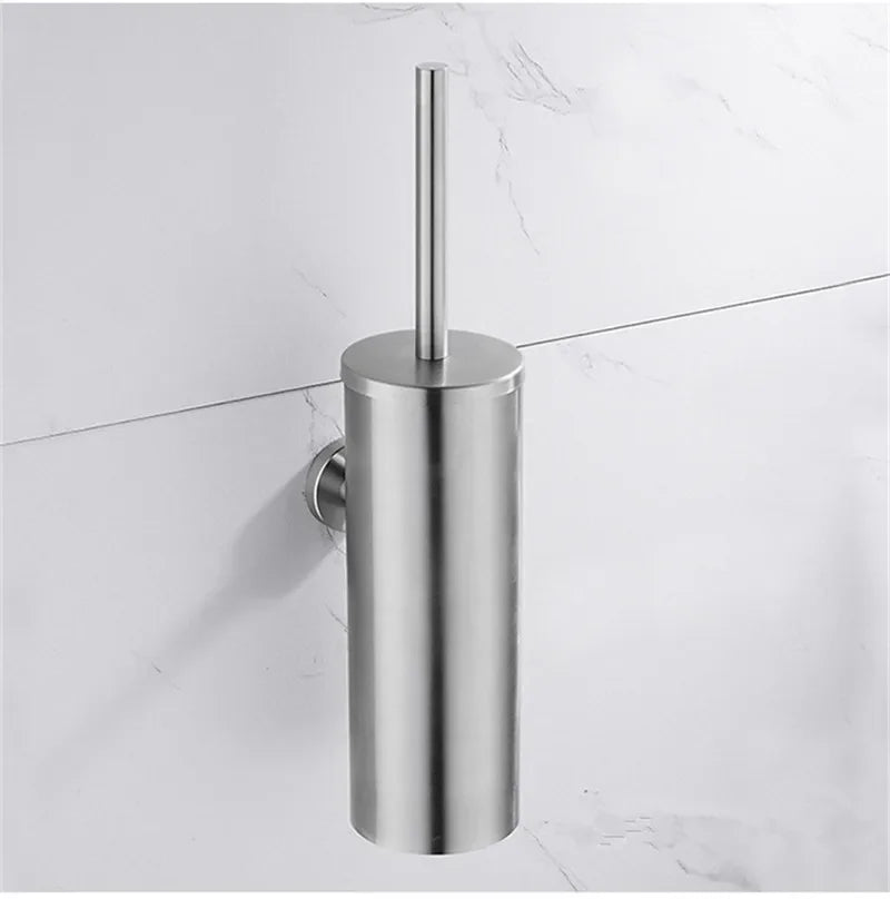 304 Stainless Steel Wall Mounted Bathroom Scrubber, Odor Proof Hanging Toilet Bowl Cleaning Brush with Holder