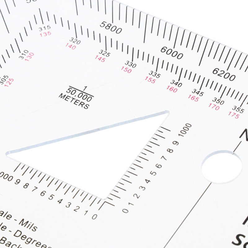 5x5'' Military MGRS Coordinate Scale Map Reading and Land Navigation Topographical Map Scale Protractor 3 Kinds of Scale