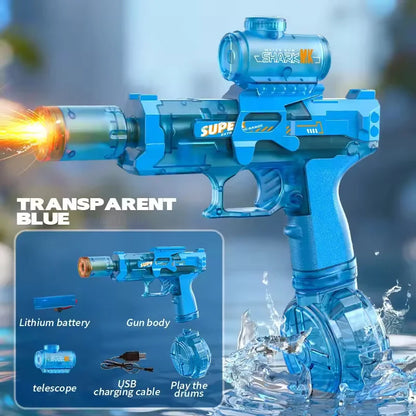Children Electric Water Gun Simulated Firing Automatic Water Blasters with Led Light Summer Outdoor Beach Pool Shooting Game Toy