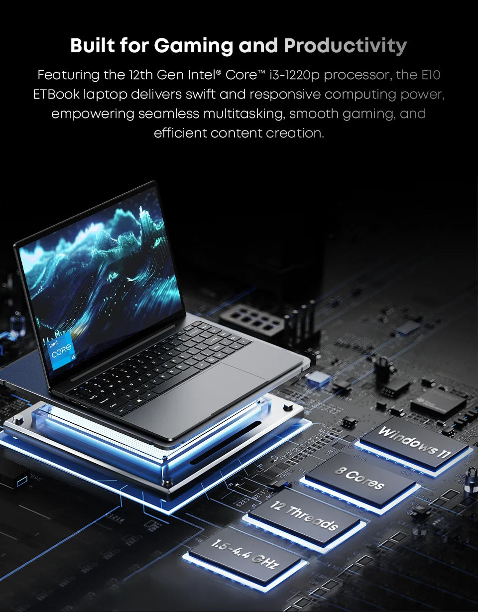 Acer Gadget e10 ETBook Gaming Laptop Intel Core i3-1220P 16GB RAM 512GB SSD Computer 14" 2K IPS ScreenWiFi6 Windows 11 laptops