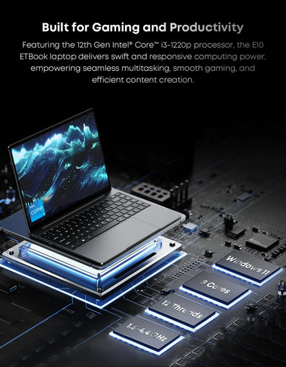 Acer Gadget e10 ETBook Gaming Laptop Intel Core i3-1220P 16GB RAM 512GB SSD Computer 14" 2K IPS ScreenWiFi6 Windows 11 laptops