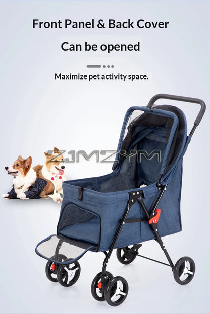 Portable Pet Stroller Dogs Cats Carrier Small Pet Stroller Foldable Suitable Outdoor Travel Dog Cat Supplies