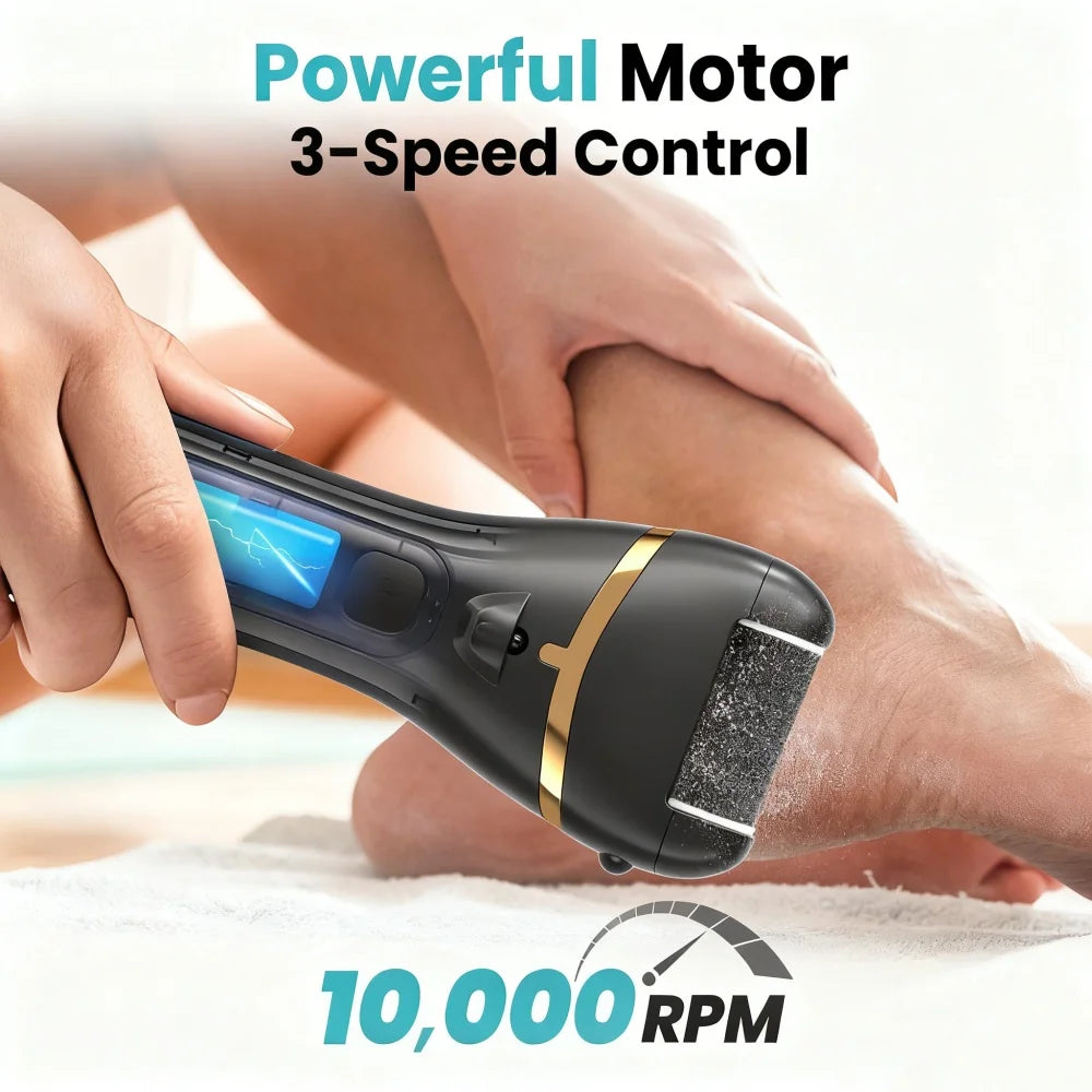 Electric Callus Remover Professional Foot File Pedicure Machine 3 Heads Adjustable Speeds Rechargeable Heel Dead Skin Scrubber
