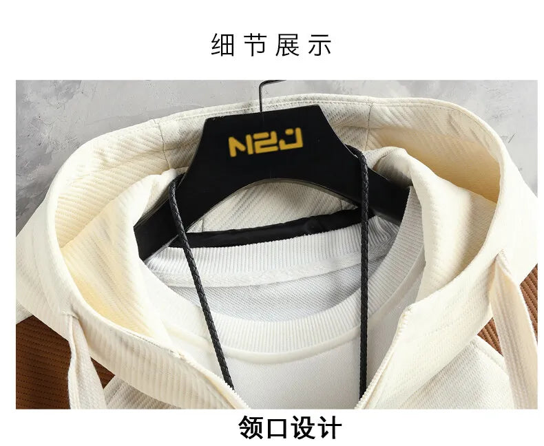 High Quality Running 2 Piece Set Hooded Jacket+Sweatpants Cardigan Long Sleeve Casual Tracksuit Men Sport Brand Clothing Suit