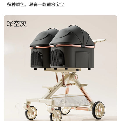 A6-2 Twin Pet Stroller Aluminum Alloy Detachable Foldable Lightweight Separate Travel Cart for Dogs Cats