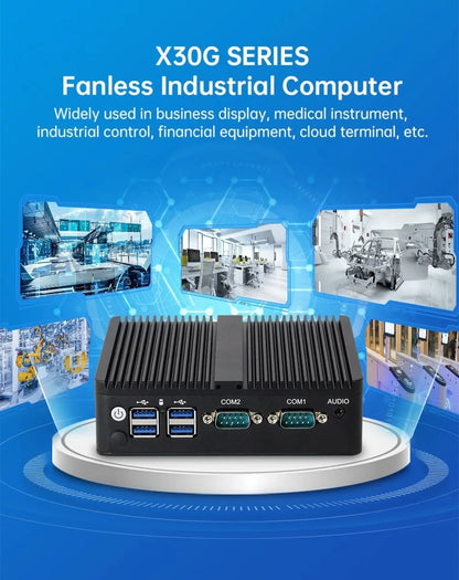 BEBEPC Fanless Industrial Mini PC with Intel Celeron J6412 J1900 Support Linux Computer with 2xRS232/485 2xGbE LAN Win10 Ready