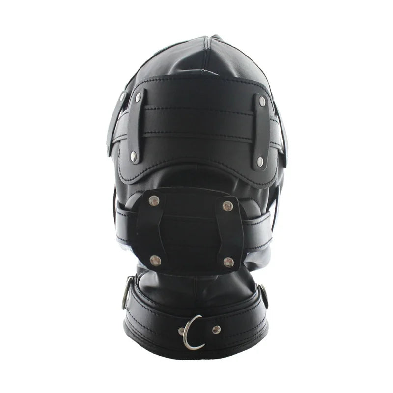BDSM PU Leather Sexy Hood Masks Costumes Adults Cosplay Party Face Mask Metal Buckle Blindfold Hood Punk Role Play Accessories