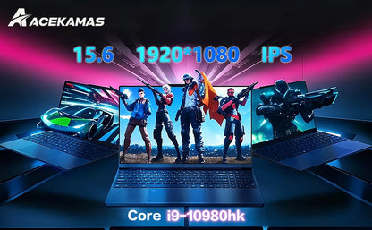 15.6'' Intel Core I9 10980HK Gaming Laptop Windows 11 16GB RAM 1TB 2TB SSD Fingerprint Unlock Computer Backlight Office Laptop P
