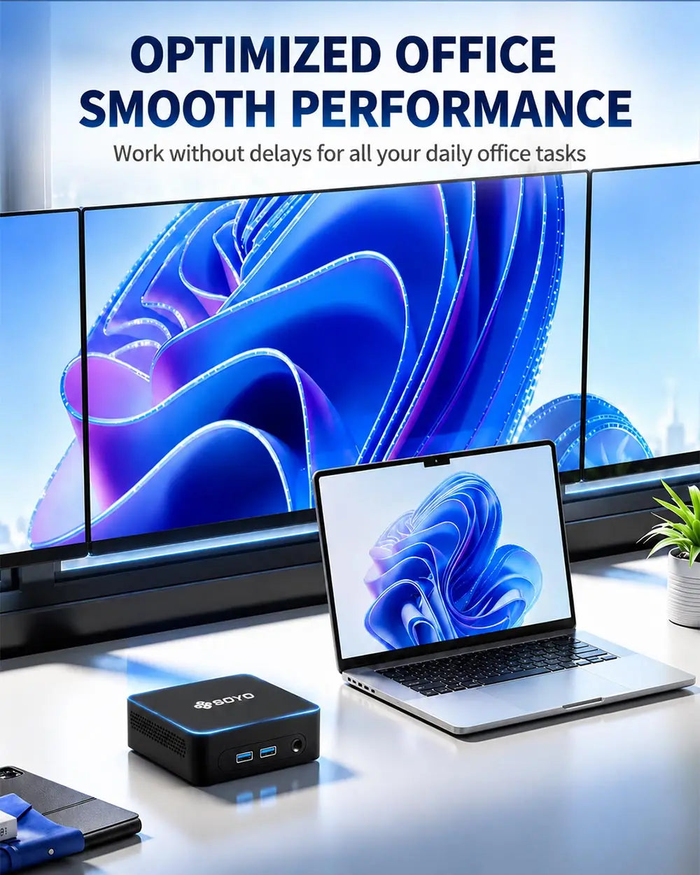 SOYO Mini PC Y5 PLUS Intel I7 4th Gen 4600U 8GB RAM 128GB ROM Windows 11 Pro WiFi BT4.2 Desktop Computer