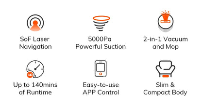 ILIFE V20 Robot Vacuum Cleaner, 5000Pa Suction, SOF LiDAR Smart Navigation, APP Control, Customizable Cleaning, Self Charging