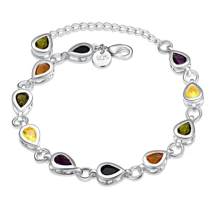 Noble Fine 925 Sterling Silver Elegant Charm Bracelets Zircon Chain Crystal Jewelry Fashion for Women Wedding Lady