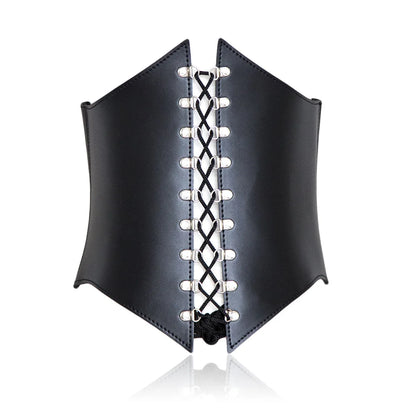 SM Slave Restraint Woman Waist Belt Couple BDSM Lace-up Waspie Corset Belts for Women Elastic Waist Belt Tied Retro Wide Belt