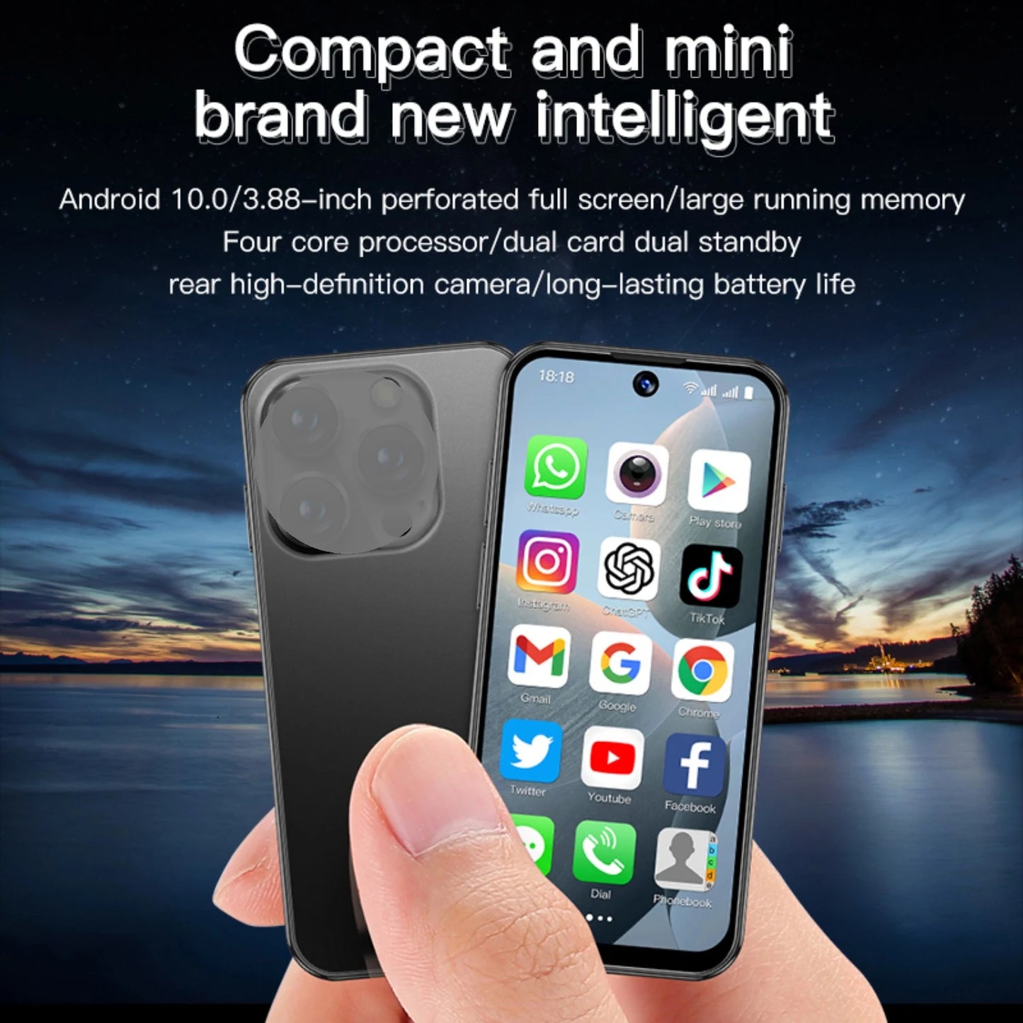 NEW SOYES XS19 3G Mini Smartphone Android 10.0 Dual SIM Standby 3.88Inch HD 2GB+16GB 2000mAh Nami Meatal Glass Bluetooth Face ID