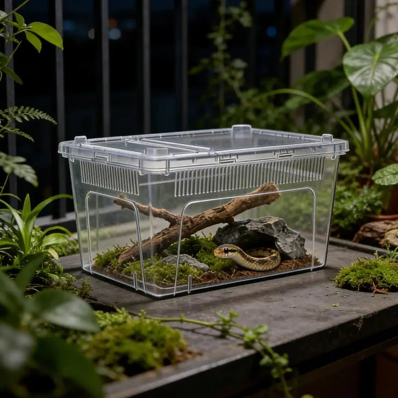 Hot Sale Clear Plastic Reptile Terrarium Ventilated Breeding Box For Lizards Snakes And Small Pets