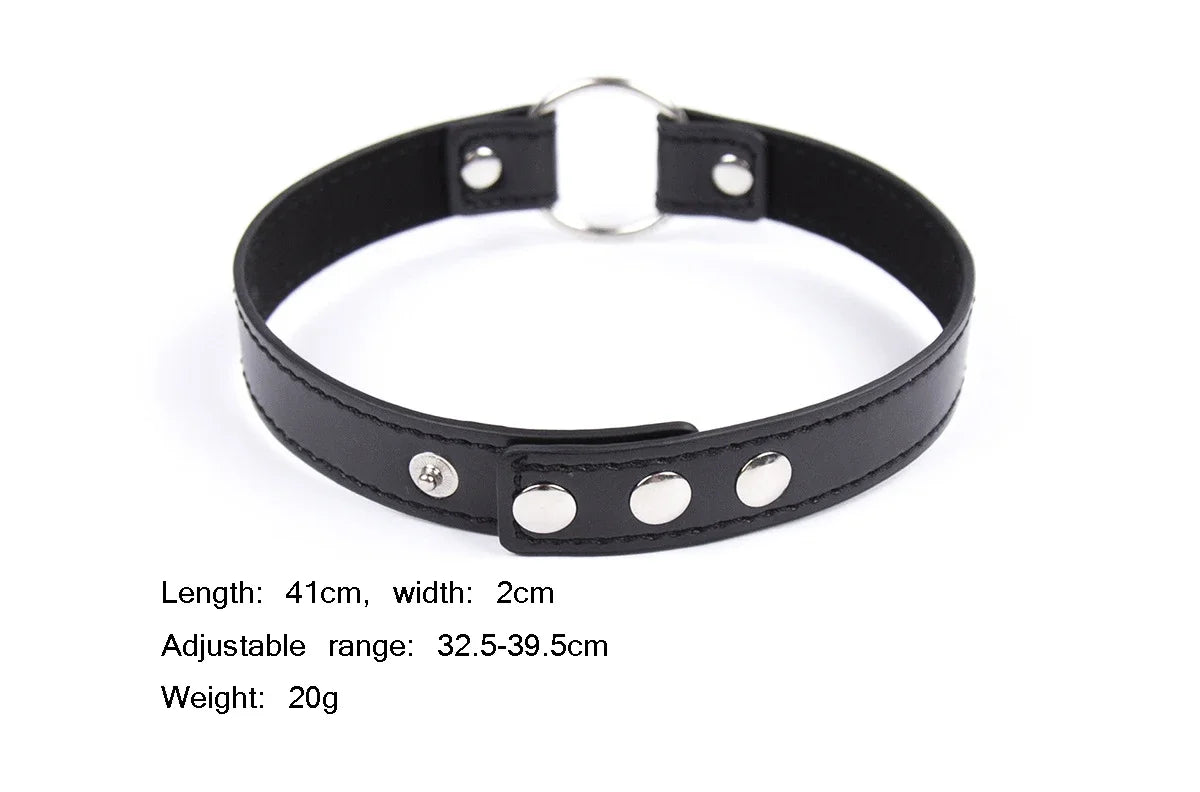 Sexy PU Leather Choker Collar for Women Gothic Punk Spike Heart O-Ring Bell Bondage Slave Neck Strap BDSM Role Play Accessory