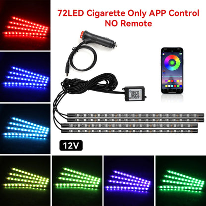 Neon 36 48 72 LED Car Interior Ambient Foot Light Kit Backlight Remote App Music Control Auto RGB Atmosphere Decorative Lamp