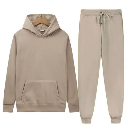 Men's Autumn and Winter New Solid Color Hoodie+pants Two-piece Set Fashionable Casual Sports Set Size S-3XL