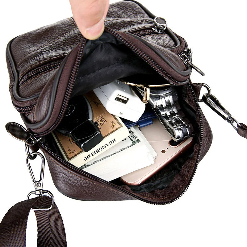 Homefish New Genuine Leather Crossbody Bag Vertical Trendy Multifunctional Shoulder Bag Briefcase Casual Travel Messenger Bag
