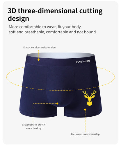 4pcs Boxer Men's Underwear, Soft Sports Breathable Four-Season Men's Underwear, Trendy Fashion Pop Print Boxer Underwear