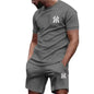 New hot selling 2026 men's two-piece sportswear short sleeved T-shirt and pants set running and fitness sportswear summer