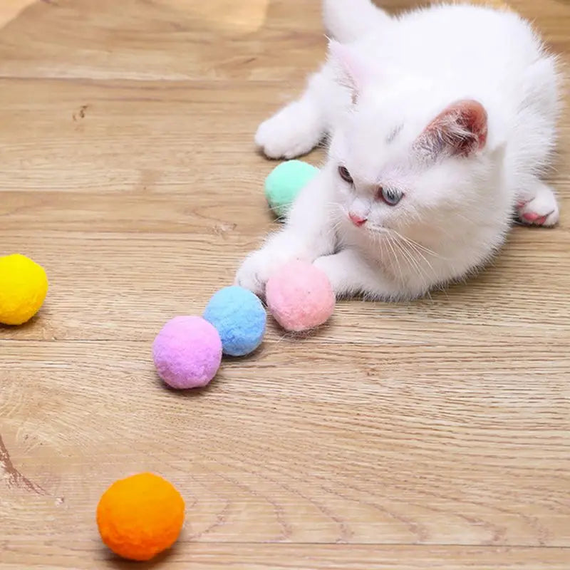 20/100/200/300/500pcs Cat Toys Cute Funny Stretch Plush Ball Cat Toy， Ball Creative Colorful Interactive Cat Puff Balls Chew Toy