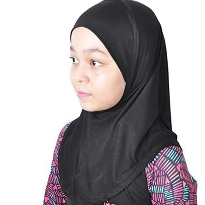 Easy To Wear Girls Kids Muslim 1 Piece Amira Practical Hijab Headscarf Instant Scarf Islamic Comfort Headwear for 3-7 Y