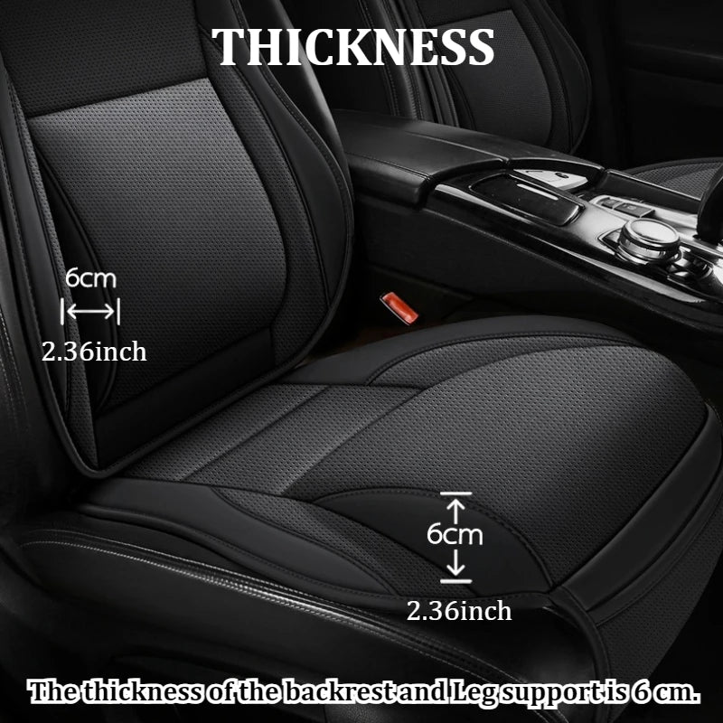 Ergonomic PU Leather Car Seat Cushion with Lumbar & leg Support Ventilated Design Storage Pockets Universal Fit for Most Cars