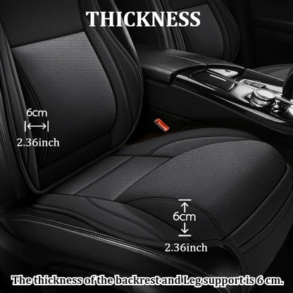 Ergonomic PU Leather Car Seat Cushion with Lumbar & leg Support Ventilated Design Storage Pockets Universal Fit for Most Cars
