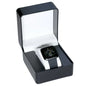 Black Single Watch Gift Box with Pillow PU Leather Wristwatch Display Case Organizer for Men Clamshell PU leather watch case