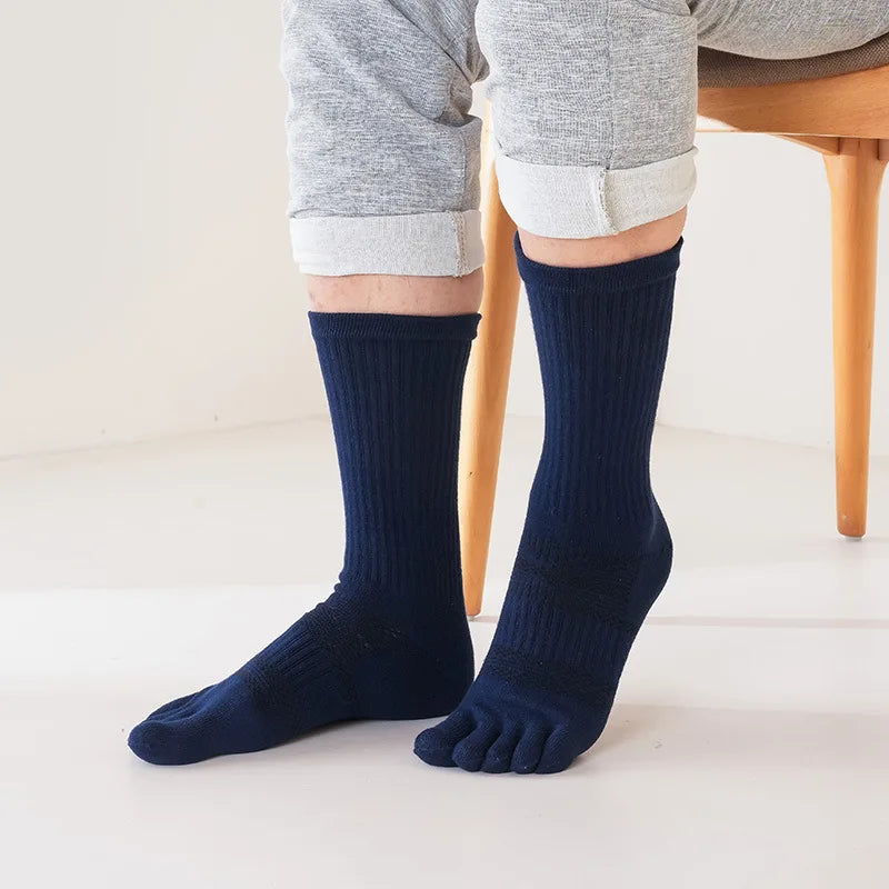 1/5 Pairs Men's Toe Socks Long Compression Sweat-Absorbing Fitness Marathon Hiking Outdoor Basketball Five Finger Sport Socks