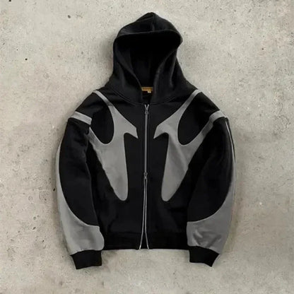 American Retro Letter Printed Devil Pattern Hoodie Y2k Harajuku Casual Couple Zipper Hoodies Sweatshirt Fashion Men's Clothing