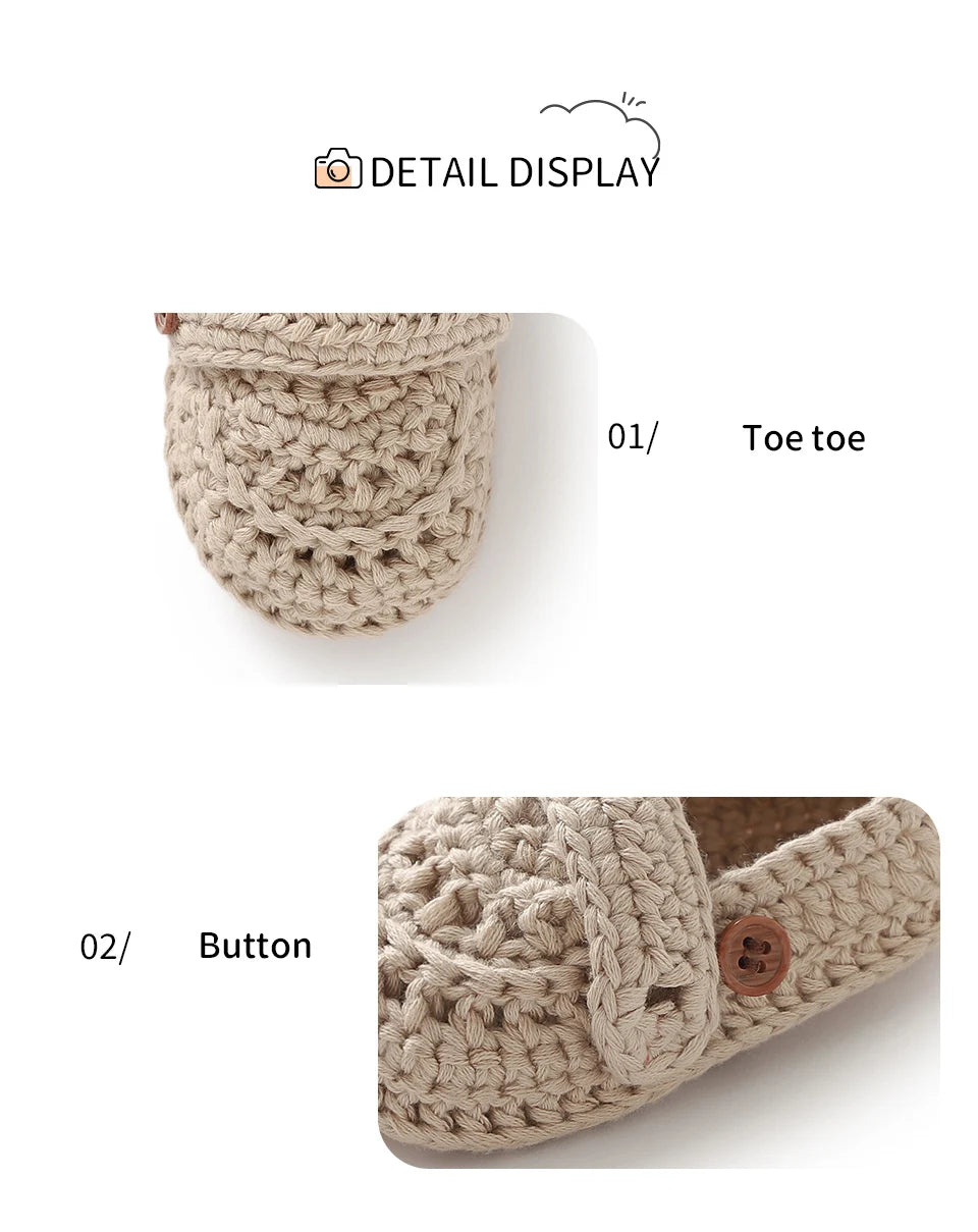 Baby Girls First Walker Shoes Adorable Solid Hand Knit Newborn Infant Slip On Prewalkers 0-12m Toddler Outdoor Indoor Floor Wear