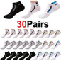 Men's Anti-Slip Boat Socks-5Pair Block Print Ankle Socks for Business & Sports, Breathable Sweat Resistant Anti-odor Comfortable