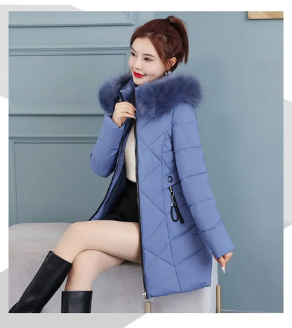 Winter New Fashion Long Cotton-padded Coat Womens Casual Hooded Parkas Womens Winter Jacket Coat Down Jacket Female