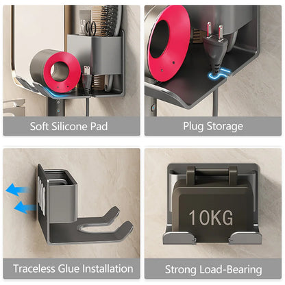 Hair Dryer Holder Wall Mounted Dryer Cradle Straightener Stand Hairdryer Organizer Toilet Blower Holder Shelf Bathroom Shelves