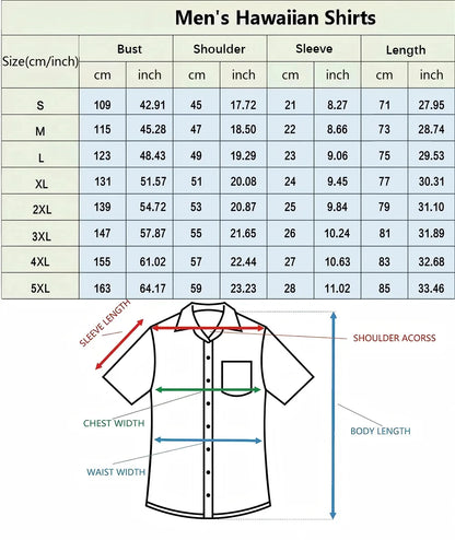 Hawaiian Botanical Flower Print Men's and Women's Short Sleeve Lapel Seaside Button-Down Shirt Top Casual Fashionable Shirts