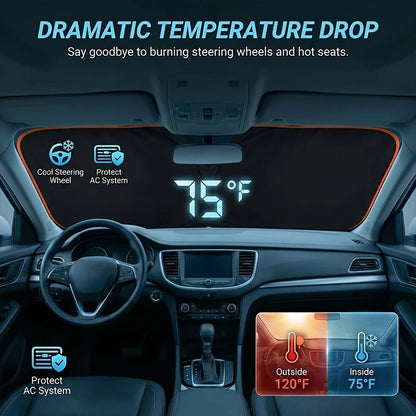 New Car Windshield Sun Shade Cover Front Window Sun Visor Protection Foldable Car Curtains for Summer Cooling UV Refletive
