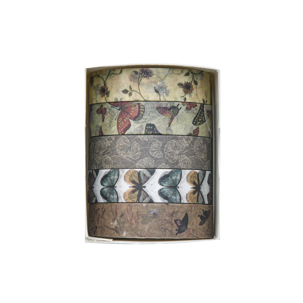 5 Rolls/Box Forest Plant Print Washi Tape Handmade Diy Diary Photo Album Decoration Masking Tape Set